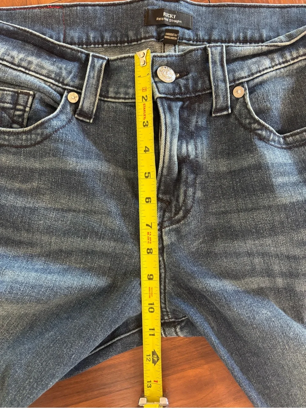 True Religion Ricky SN Flap Relaxed Straight Jeans Dark Denim Sz. 32x32 $159